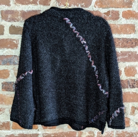 Curio XL (1X) Gray Knit Sweater w/ Colorful Large Stitch Accents & Giant Buttons - Picture 6 of 9